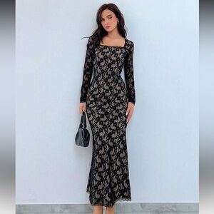 Elegant Black Lace Evening Dress